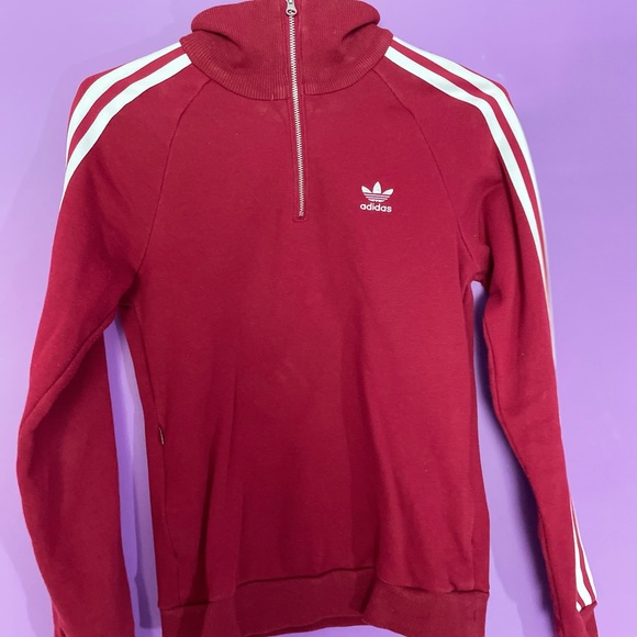 Adidas half zip up track jacket red size XS - Picture 2 of 2